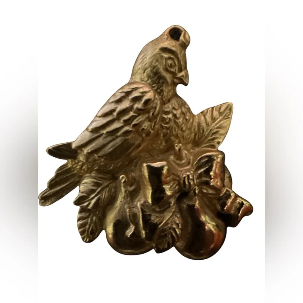 Robyn Rush 22K Gold Plated Partridge in a Pear Tree Brooch